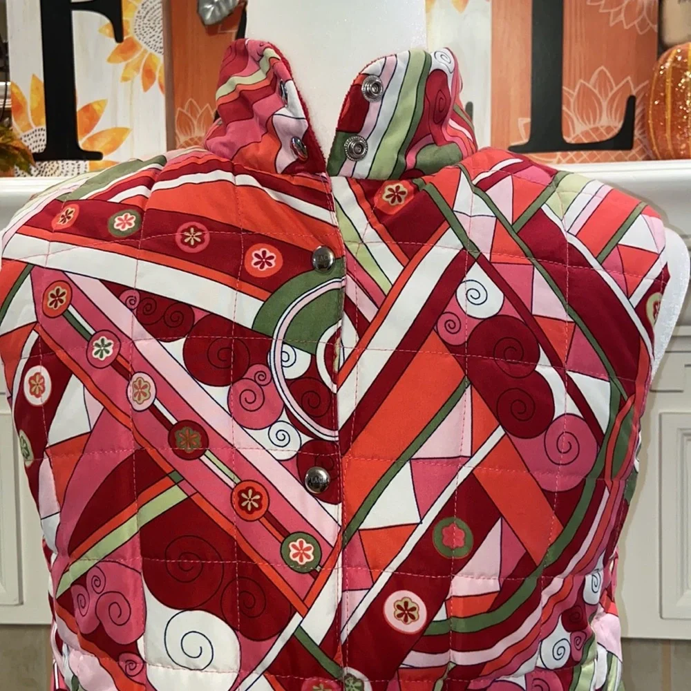 Children’s Place Pink/Red/White/Green Swirl Quilted Vest -Girls